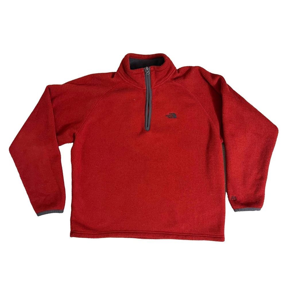 THE NORTH FACE A5 SERIES RED WAFFLE KNIT FLEECE QUARTER ZIP PULL OVER SZ M